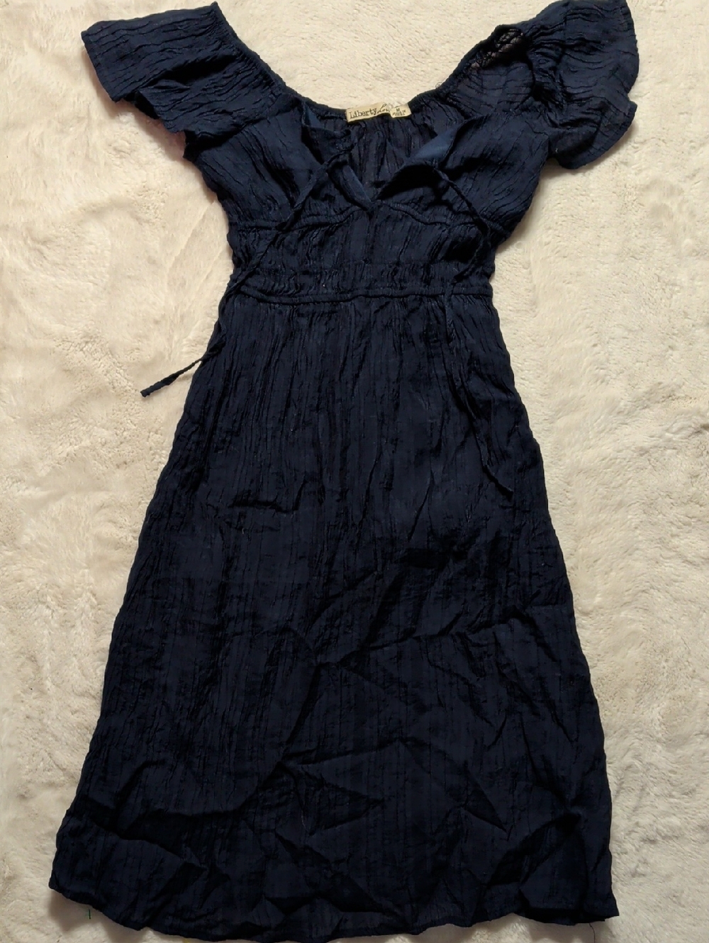 Liberty Love Navy Textured Midi Dress